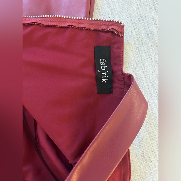 fab'rik Red Vegan Leather Halter Midi Dress - Picture 6 of 8